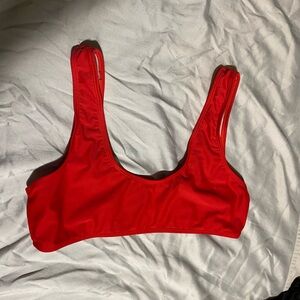 Red sports bra style bathing suit top no padding